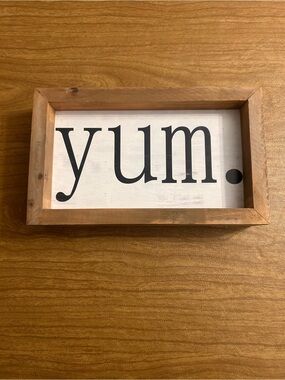 Wood Frame 'yum.' Wall Sign - White & Brown